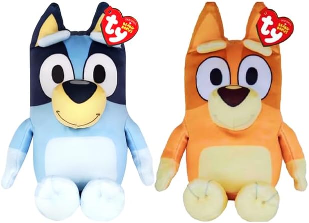 TY Bluey Beanie Babies Set of 2 – Bluey and Bingo 20CM – Soft Plush Toy for Kids, Collectible, Cuddly Plushies, Soft Play Toy for Boys and Girls
