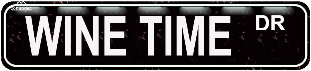 Wine Time Retro Metal Plaque Tin Sign Wine Lover Gift Welcome Bar Metal Signs Wall Art Decor Home Quality Road Street Signs Decor For Pub Restaurants Cafe Club Black 16 X 4 Inch