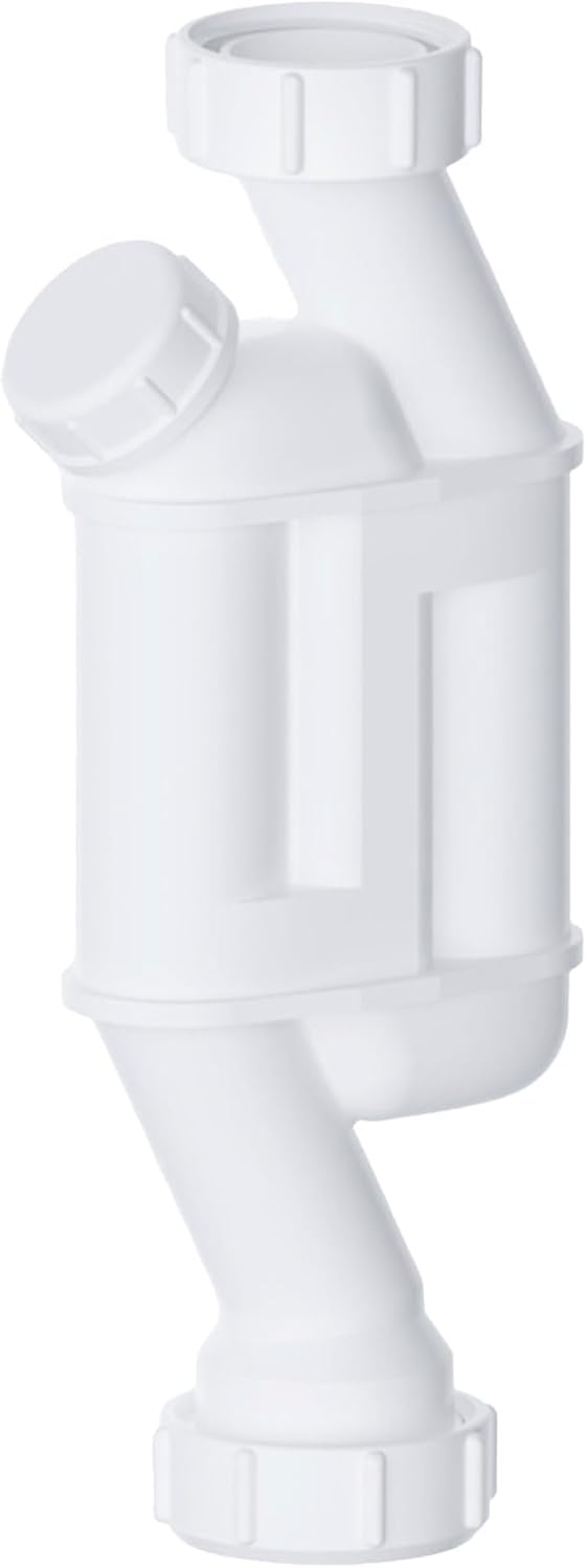 PlumbEZ Straight Through Trap - 32mm Pedestal Trap 1.1/4" with Cleaning Eye for Basin Waste, Straight Sink Trap with Multi-Fit Outlet