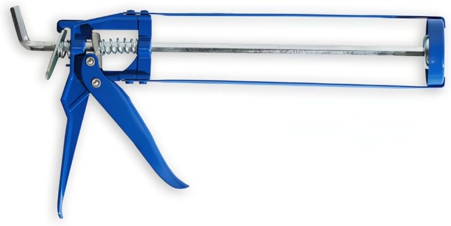 JD Brands Extra Strong Caulking Gun – Heavy Duty Skeleton Applicator for Sealants, Adhesives, Silicones – Professional High Viscosity Cartridge Gun – Blue – Fits 310ml Tubes
