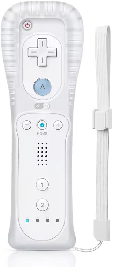 Wevesa Wii Remote Controller for Nintendo Wii & Wii U - Wireless Gamepad with Silicone Case & Wrist Strap (White)