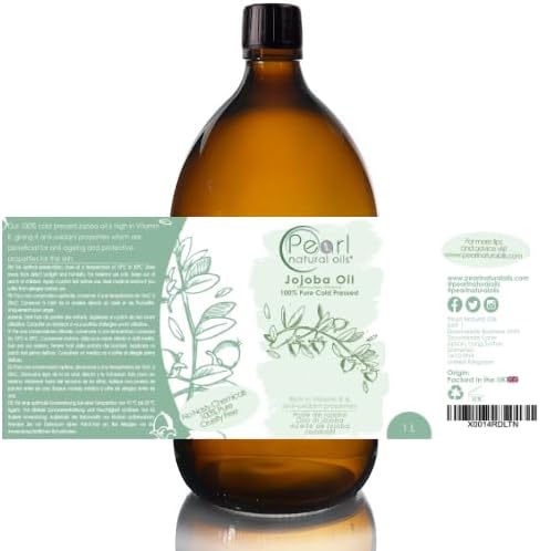 100% Pure Golden Jojoba Oil 1 Litre - Cold Pressed,Unrefined, Vegan, Hexane Free, No GMO. A Perfect Aromatherapy and Massage Base Oil 1 Litre