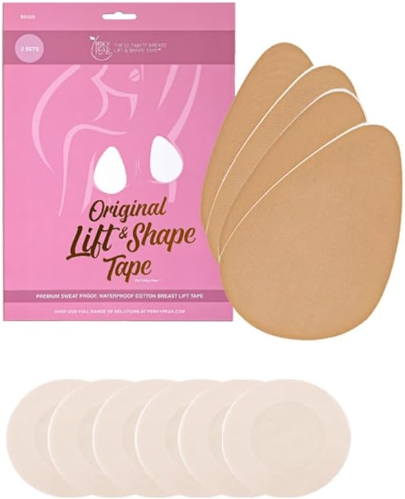 Perky Pear Original Lift & Shape Boob Tape [A-H Cups] - 2 Pairs of Boob Tape & 3 pairs Nipple Protector covers - Colour Options