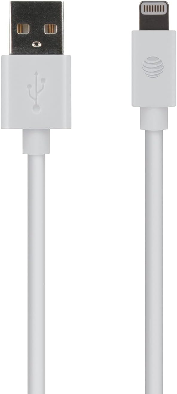 AT&T PVLC10-WHT PVC Charge and Sync Lightning Cable, 10 Feet (White)