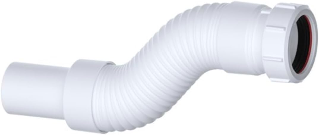 PlumbEZ Outlet Compact Flexible Waste Pipe Connector 1.1/2 Inch - 40mm Compression x Plain Spigot Adjustable Drain Pipe, Flexible Shower Pipe