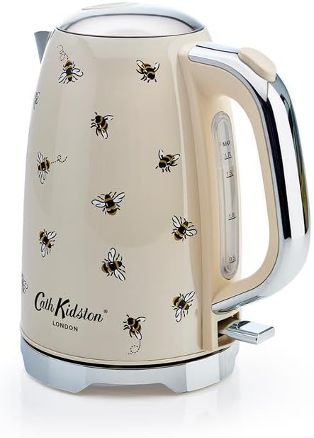 Cath Kidston Kettles Electric 1.7 Litre - Stainless Steel Electric Kettles Fast Boil Quiet - 3KW Rapid Boil Electric Kettle Cordless - Overheating & Boil Dry Protection Jug Kettle - Bees
