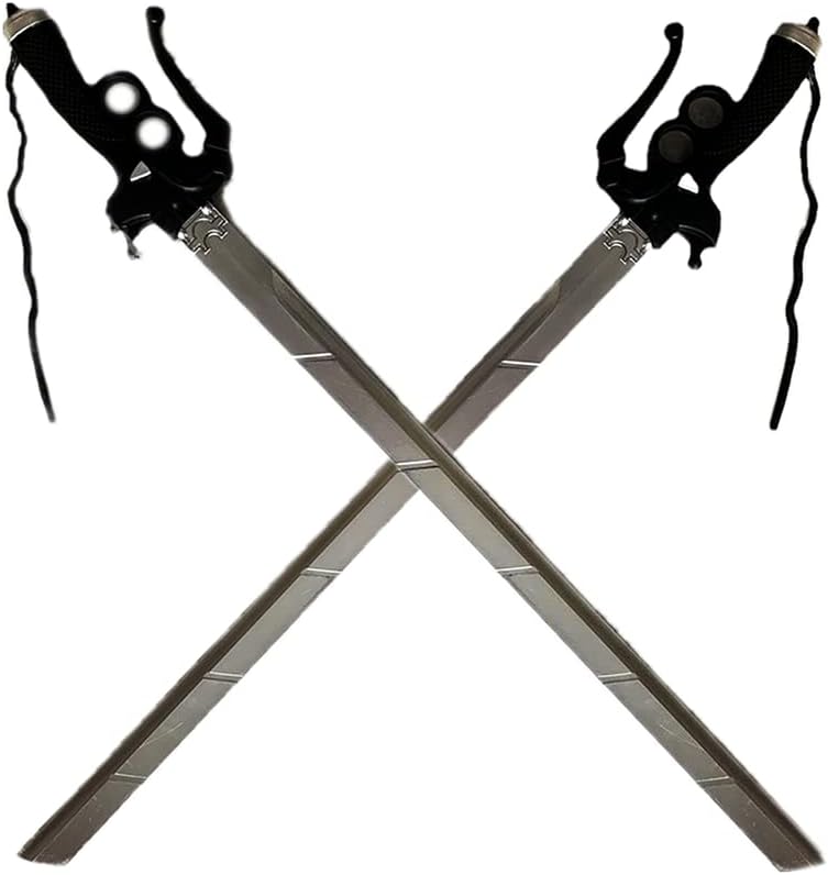 damdos Halloween Prop for Attack it on 37inch Shingeki Cosplay Sword Kyojin Swords Cosplay Xmas Birthday Gifts (2PCS Sliver)