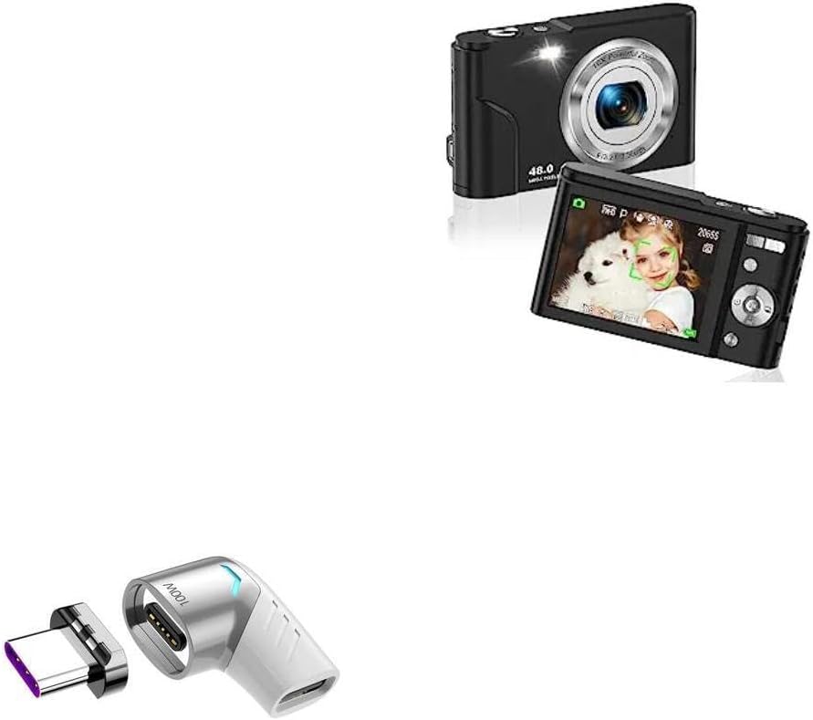 BoxWave Adapter Compatible with Oiadek DC311-AF (2.3 in) - MagnetoSnap PD Angle Adapter, Magnetic Charging Connector Device Saver - Metallic Silver