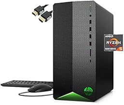 HP Pavilion Gaming Desktop, AMD Radeon RX 5500, AMD Ryzen 5 5600G Processor, 16 GB RAM, 1TB SSD, Windows 11 Home, 9 USB Ports, Keyboard and Mouse Combo, Pre-Built PC Tower, Black