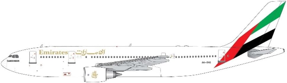 GeminiJets Airbus A300-600R Commercial Aircraft Emirates Airlines (A6-EKC) White with Striped Tail 1/400 Diecast Model Airplane