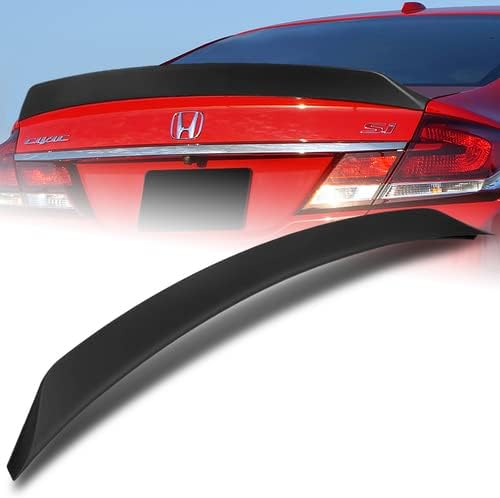 W-Power ABS Plastic AR-Style Rear Trunk Lid Spoiler Wing Compatible with 2012-2015 Honda Civic 4DR Sedan, 2013 2014 (Matt Black)