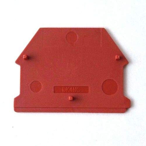 ICI Dinkle DK4NC-RD DIN Rail Terminal Block End Cover for DK2.5N-RD DK4N-RD Red, Pack of 10