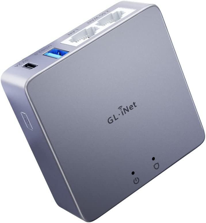 GL.iNet MT2500A (Brume 2) Mini VPN Security Gateway for Home Office and Remote Work-VPN Server&Client for Home and Office, VPN Cascading, Internet Security, 2.5G WAN, *NO Wi-Fi* (Aluminium Alloy Case)