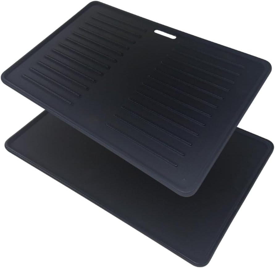 CosmoGrill Cast Iron Reversible BBQ Griddle Plate, 42 x 28cm Rectangular, Pre-Seasoned Cast Iron Skillet, Flat & Ridged for Frying, Searing & Grilling, Fits CosmoGrill XL Smoker Charcoal Barbecue