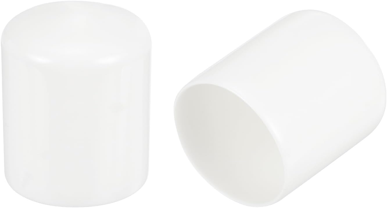 sourcing map 4pcs 38mm(1 1/2") Rubber End Caps, Round Vinyl Plug Insert Plastic End Caps for Tubing, Fence, Pipe Post, Furniture, Railing, White