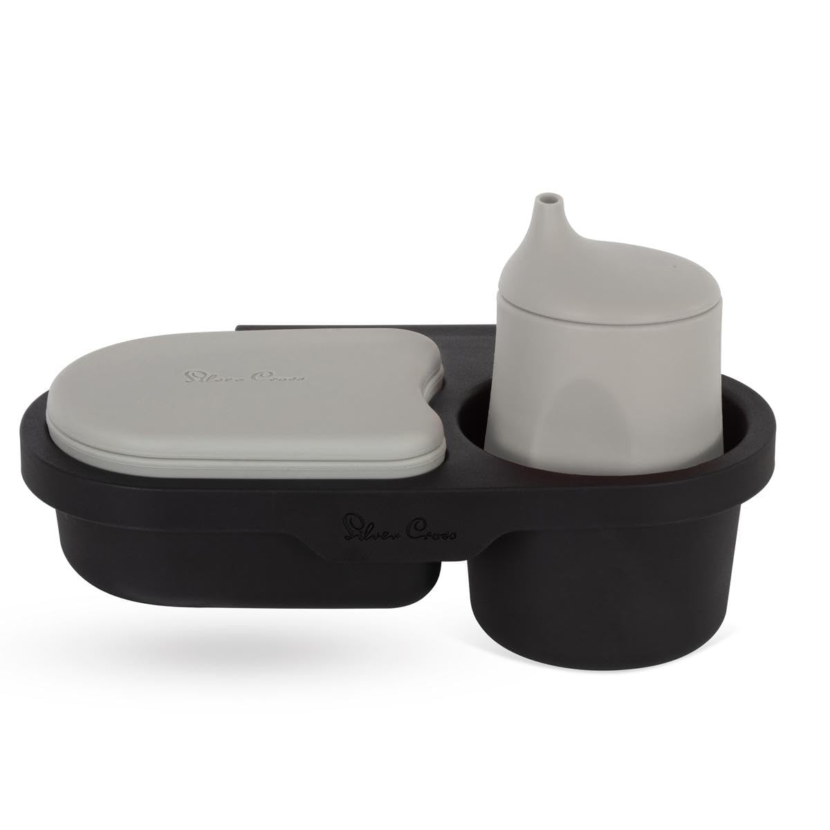 Silver Cross | Pram Snack Tray | Pram Accessories | Beaker & Snack Pot | Silcone | Clip On Snack Tray