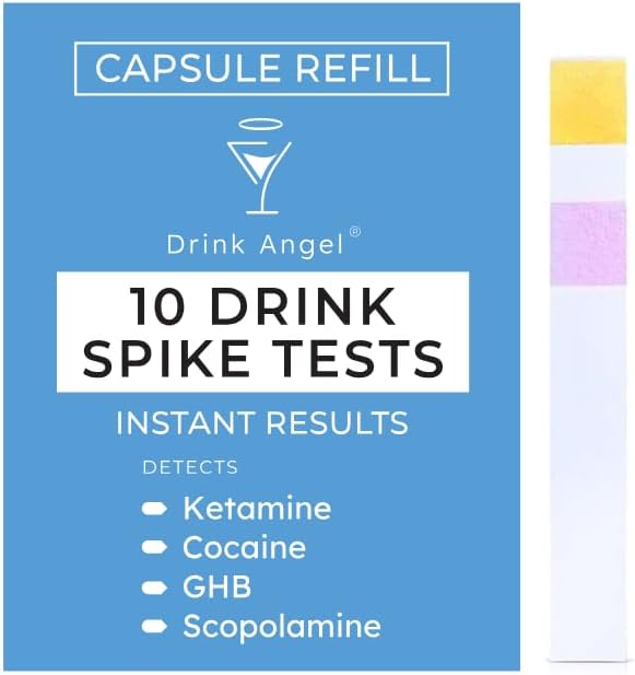 Drink Spike Test Kits - 10 Pack Discreet On-The-Go Drug Testing Kits for Ketamine and GHB | Clinically Tested Drug Tests for All | Anti Spike Tests | Drink Spiking Prevention (Refill Pack)