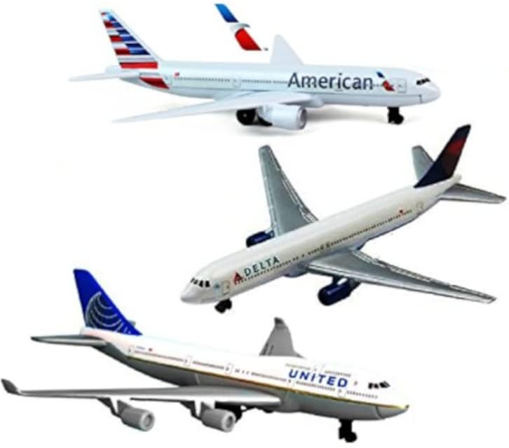Daron American Airlines, Delta & United Airlines B747 Die-cast Planes - 3 Pack