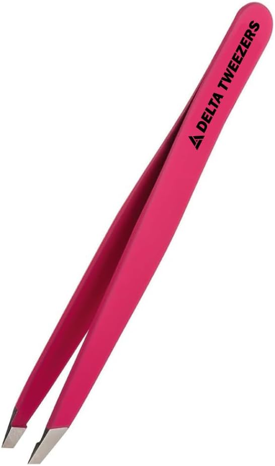 Delta Tweezer Eyebrow Tweezers for Women Facial Hair Pinzas Para Cejas Professional Stainless Steel Ingrown Facial Hair Removal Tweezer Men & Beauty & Personal Care Tools (1, Pink)