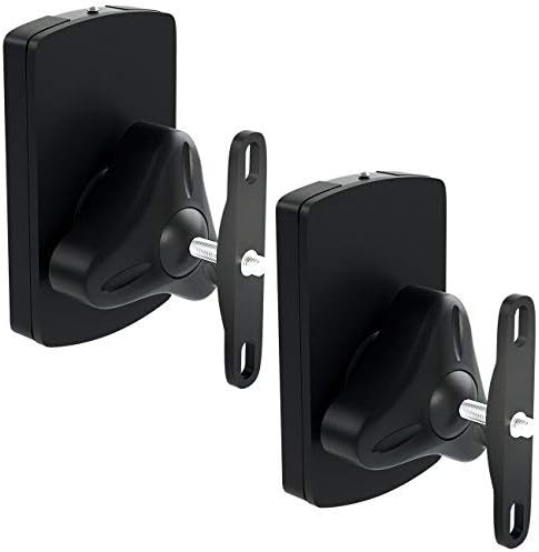 deleyCON 2x Universal Speaker Wall Mounts Loudspeaker Wall Mountings Tilt + Swivel up to 10 Kg Load Weight Ceiling Mounting + Wall Fitting - Black