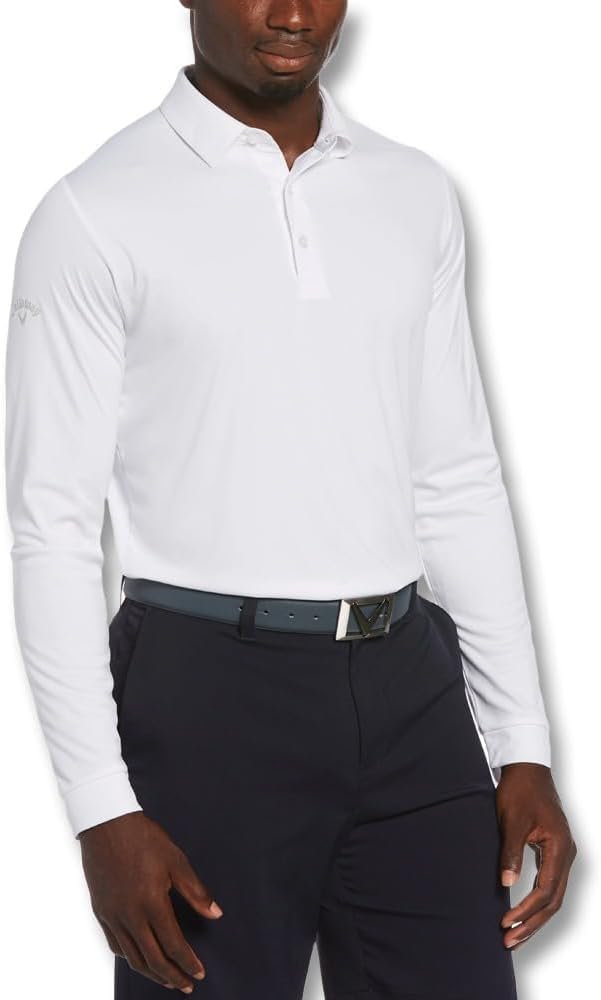 Callaway Men's Long Sleeve Moisture Wicking Golf Polo Shirt with Stretch Fabric (Available in Big & Tall)