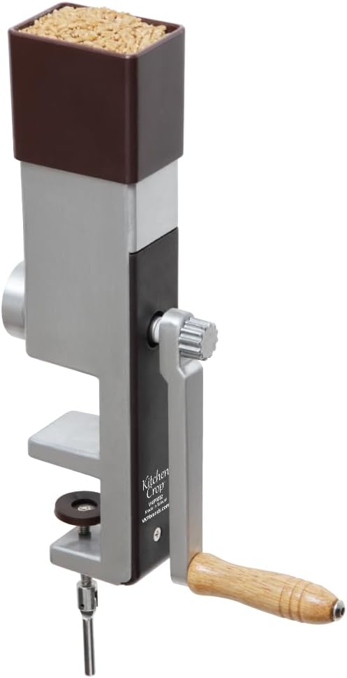 Grain Mill Wheat Flour Grinder, Stainless Steel Metal Burrs (Hand Crank Grain Mill)