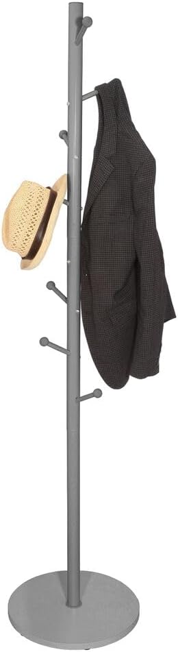 URBNLIVING Freestanding Coat Rack Stand with 8 Hooks - Tree Branch Style Hanger with Sturdy 40cm MDF Base - 174cm Tall Hallway Organizer for Coats Hats Scarves - Easy Assembly