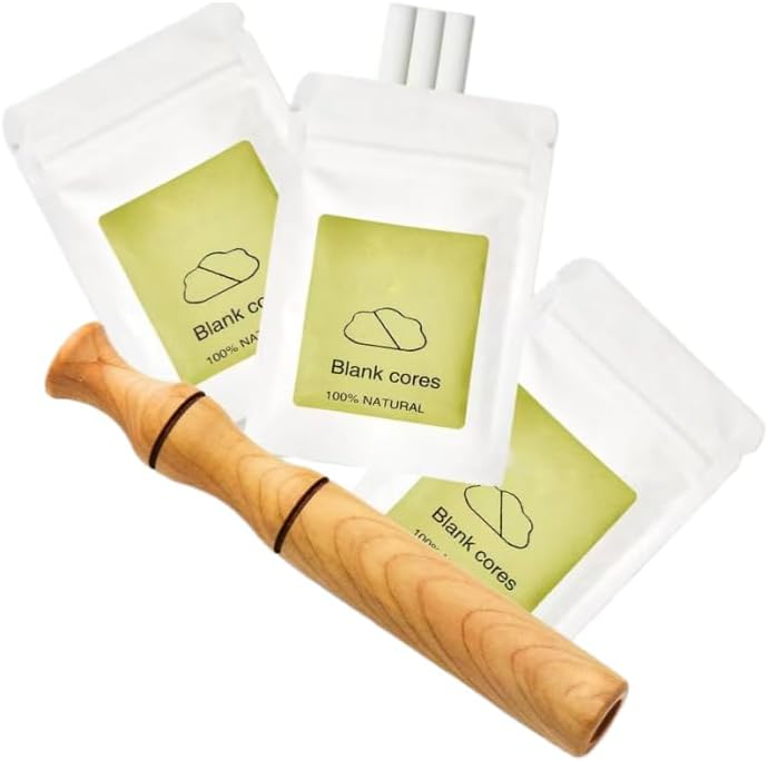 Essential oil Aromatherapy inhaler, smoking cessation inhaler, wooden personal essential oil diffuser, with 3 packs of blank cotton core