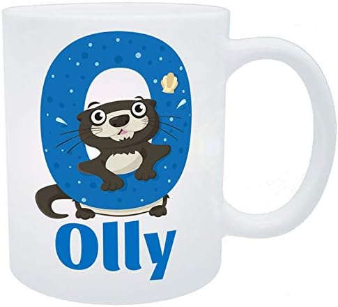 Quality Goods Ltd O for Olly, O for Otter Themed Boys Personalised Plastic Unbreakable Kids Cup/Mug, Toddler Cup