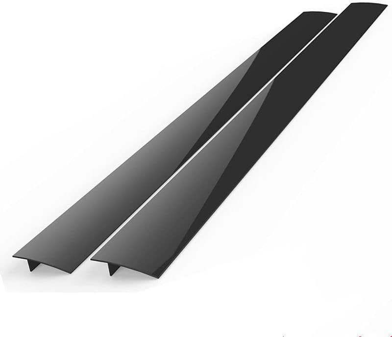 2 Pack Silicone Stove Counter Gap Cover， Flexible Easy Clean Heat Resistant Wide & Long Gap Cap Fillers,Seals Spills Between Counter, Stove Top, Oven, Washer & Dryer (21Inches, Black)