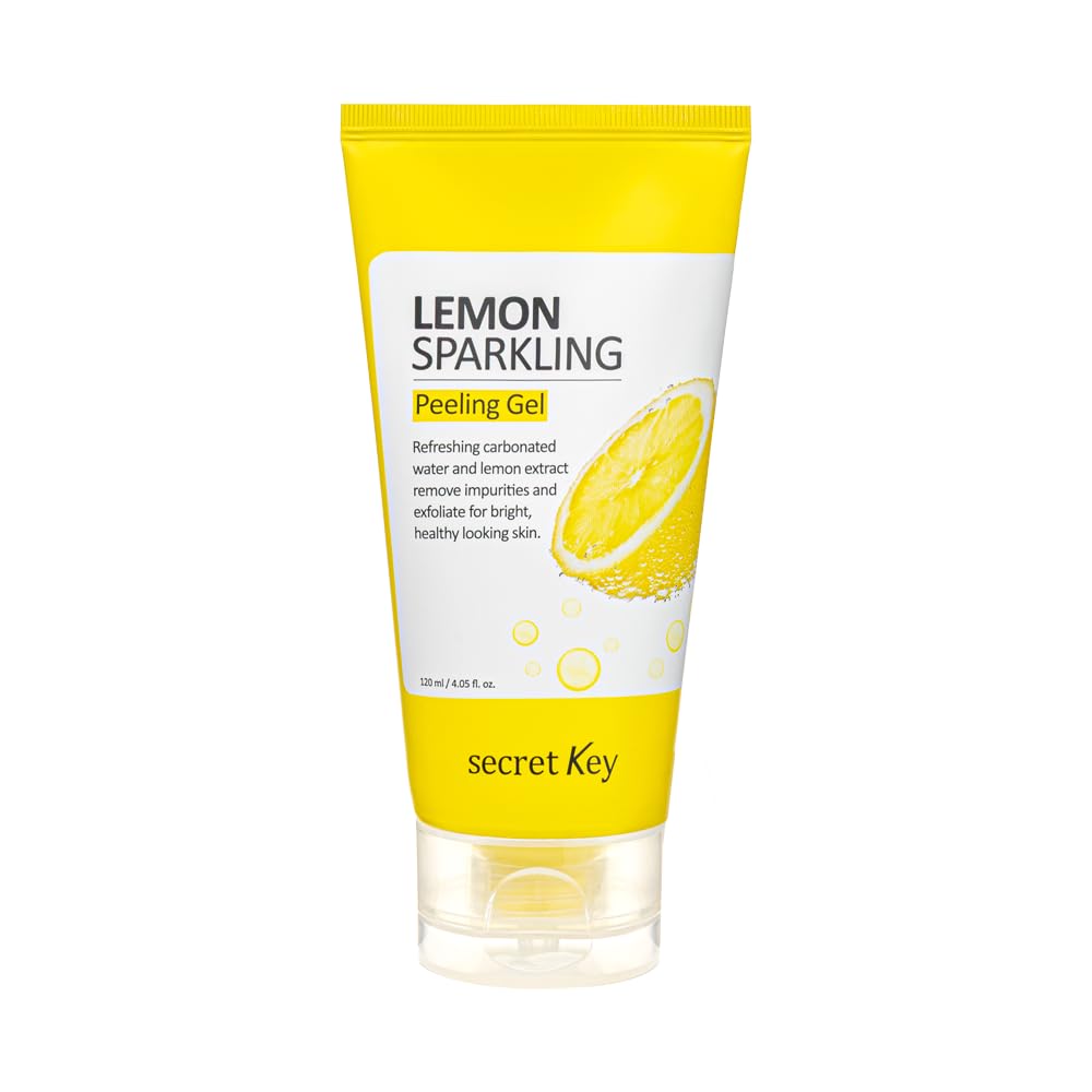 SECRETKEY Lemon Sparkling Peeling Gel, Deep Cleansing, Exfoliation, Skin Moisturization, Low Irritation for Sensitive Skin fl. 4.05 oz / 120 ml, Vitamin C and Refreshing Carbonated Water Synergy