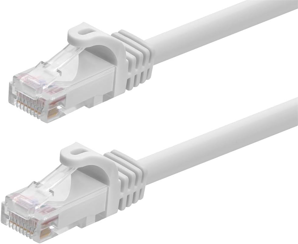Monoprice 50-Feet FLEXboot Series 24AWG Cat6 550MHz UTP Ethernet Bare Copper Network Cable, White (109818)