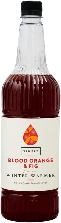 Simply Blood Orange & Fig Winter Warmer Syrup, Nut Free & Halal Certified Flavoured Syrup for Hot Drinks (1 Litre)