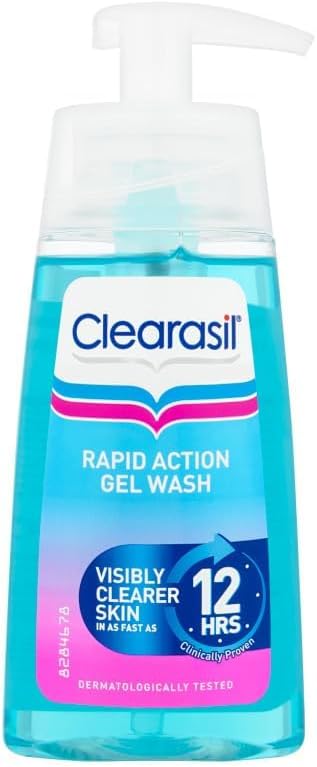 Clearasil Exfoliating Face Wash, 150ml, Salicylic Acid Gel, Acne Wash, Blemish Treatment, Face Wash for Sensitive Skin, Oil Control, Works Fast, Reduces Redness, Spot Treatments, Skin Care