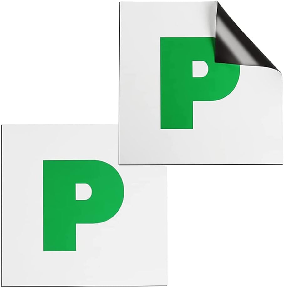 P Plates Magnetic New Driver Pack of Two Pass Plates for Car Extra Thick 1.1mm Ideal for New Driver Instruction and Safety