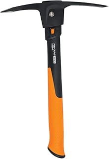 Fiskars 1.5 lb IsoCore Pickaxe Mattock with Shock Absorbing Handle, Forged Steel Heavy Duty Pick Axe for Digging, Ergonomic and Comfort Grip Handle, Construction, Landscaping and Garden Tool