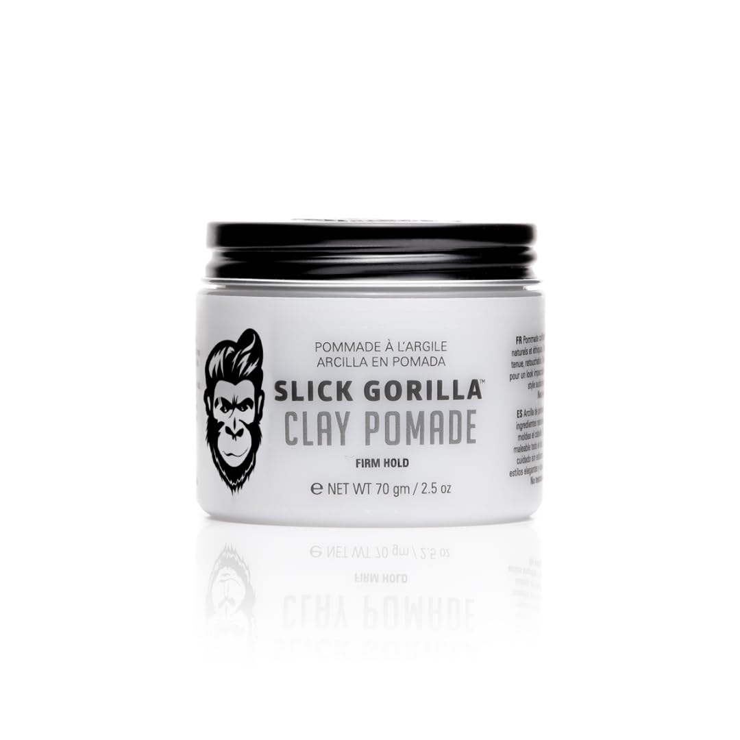 Slick Gorilla Clay Pomade for Men | 2.5 oz (75 ml) | Firm Hold Hair Clay with Natural Matte Finish | Non-Greasy Men’s Hair Pomade for Textured, Wavy & Thick Hair | Easy to Wash, No Flakes