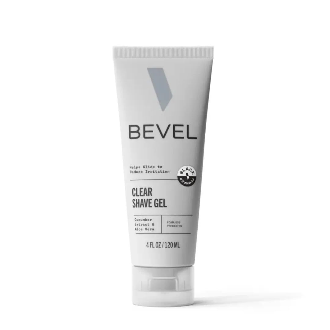 Bevel Essentials Clear Shave Gel for Men, Clear Shave Gel for Precise Detailing and Edging with Aloe Vera and Cucumber Extract to Soothe Skin and Prevent Razor Bumps, 4 Fl Oz