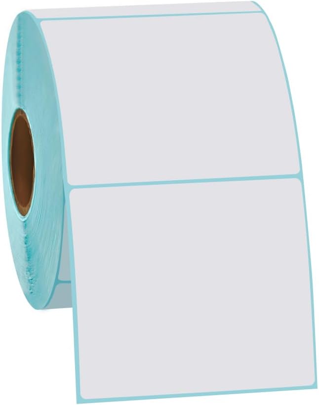 3" x 3" White Square Thermal Label Stickers: 500/Roll Self-Adhesive Direct Thermal Labels for Label Printers