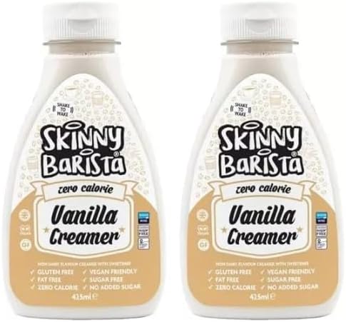 Vanilla Creamer 425ml (2 Pack) compatible with Sugar-Free Liquid Coffee Creamer, Non-Dairy, Vegan, Zero-Calorie, Gluten-Free, Fat-Free - Perfect for Coffee, Tea, Smoothies, Porridge, and Desserts