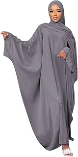 IKADEX Muslim Dress for Women Pakistani Kaftan Abaya Robe + Hijab Arabic Islamic Prayer Clothes Dubai Outfits