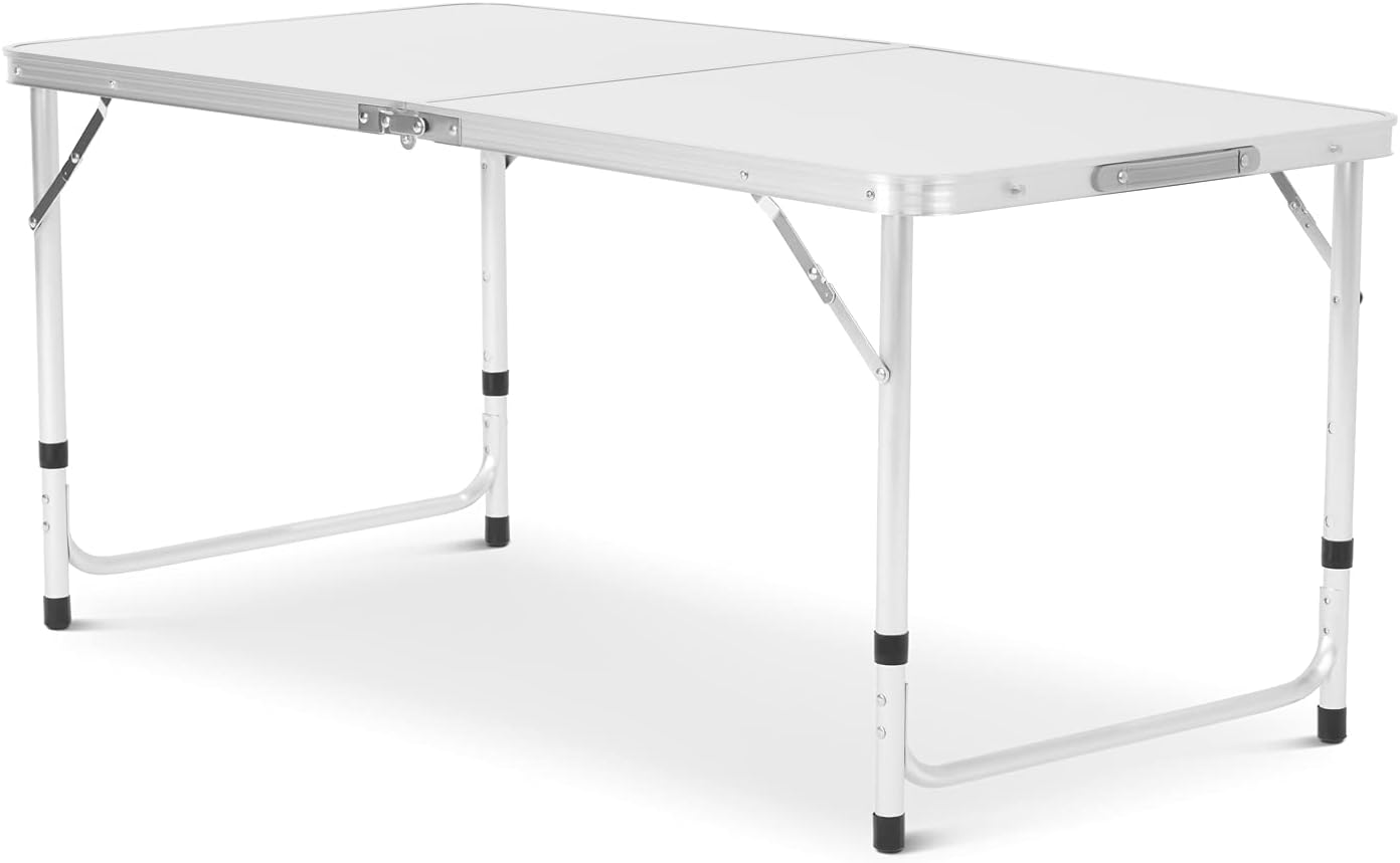 SA Products Heavy Duty Plastic 4ft 1.2m Outdoor Folding Table Work Top - Portable, Compact & Foldable for Easy Storage - Ideal as a Picnic table Garden table Patio Catering BBQ Party Market Table