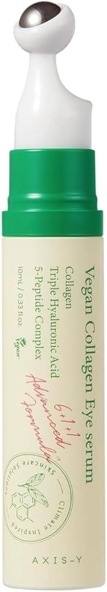 AXIS-Y Vegan Collagen Eye Serum - K Beauty Triple Hyaluronic Acid & Peptide Collagen Serum Improve Skin Elasticity, Reduce Fine Lines & Dark Circles - Vegan Korean Skin Care Eye Cream - 0.33 fl. oz.