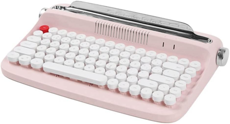 Yssevlon Bluetooth Wireless Keyboard Office Typewriter Mechanical Feel Tablet Universal Retro Round Keycap Notebook Keyboard,A