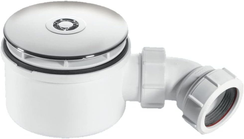 McAlpine ST90CP10-70 90mm Shallow Shower Trap Chrome Plated Plastic, White