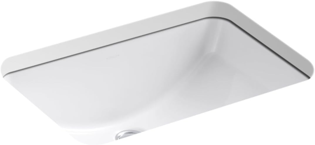KOHLER 2214-0 Ladena Rectangular Undermount Bathroom Sink With Curved Bottom, 20-7/8" W X 14-3/8" L, White