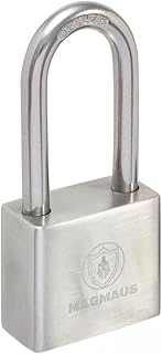 Magmaus® PDE/40 Heavy Duty Lock with 3 Keys - [Stainless Steel] Weatherproof Padlock for Outdoor Use - Ideal for Storage Unit, Shipping Container, Gate