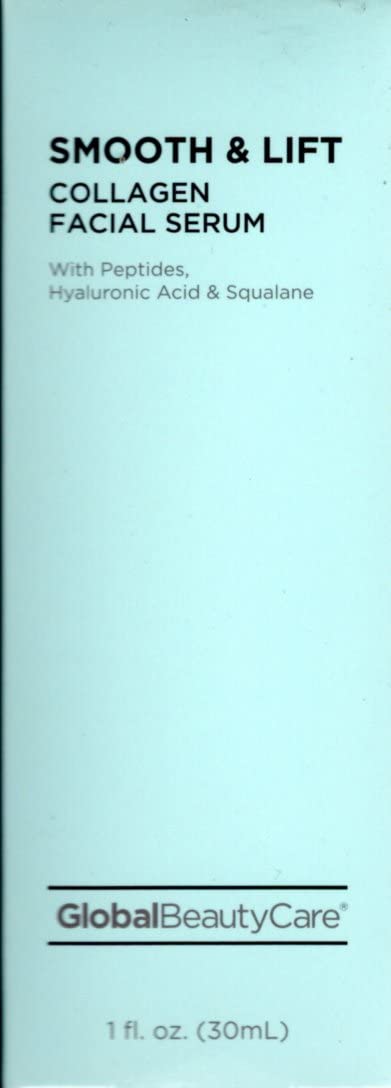 Global Beauty Care Collagen Facial Serum – Smooth & Lift with Peptides, Hyaluronic Acid & Squalane, Anti-Aging & Hydrating Formula for Fine Lines & Wrinkles – 1 fl. oz (30mL)