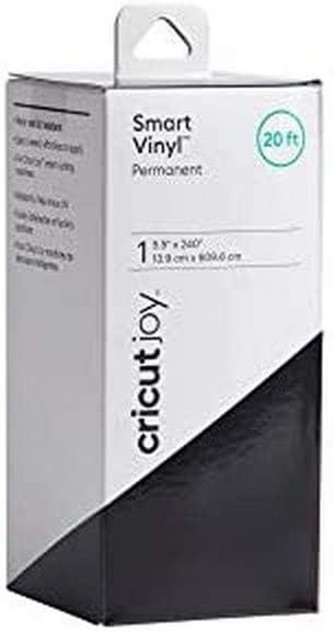 Cricut Joy Smart Permanent Vinyl, Black - 20ft Roll (5.5' x 240'), Glossy Finish - Compatible with Cricut Joy Machine, Matless Cutting for Long cuts (4ft Shapes, 20ft Repeated cuts)