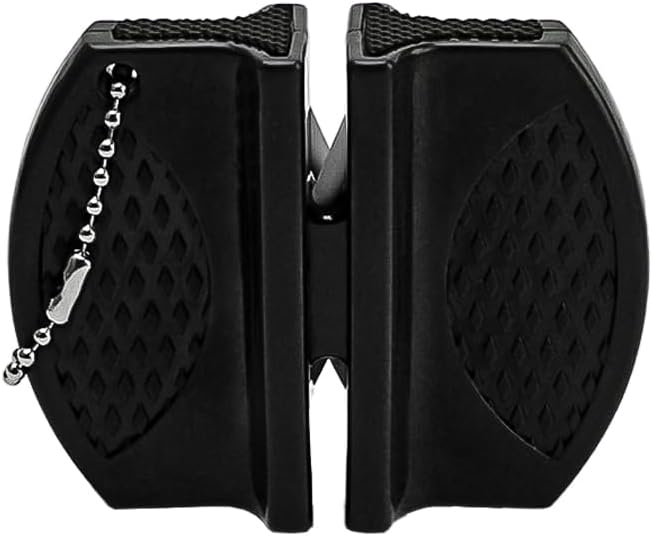 Tabanzhe Pocket Dual-Sided Knife Sharpener,Portable Double-Sided Manual Knife Sharpening Tool,Professional Hanging Mini Kitchen Sharpener for Camping Tour Outdoor BBQ Home(Black)